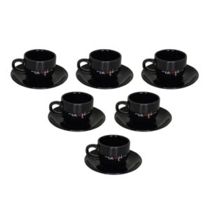 Jogo De 6 Xicaras Café Moderno Com Pires Preto 90ml