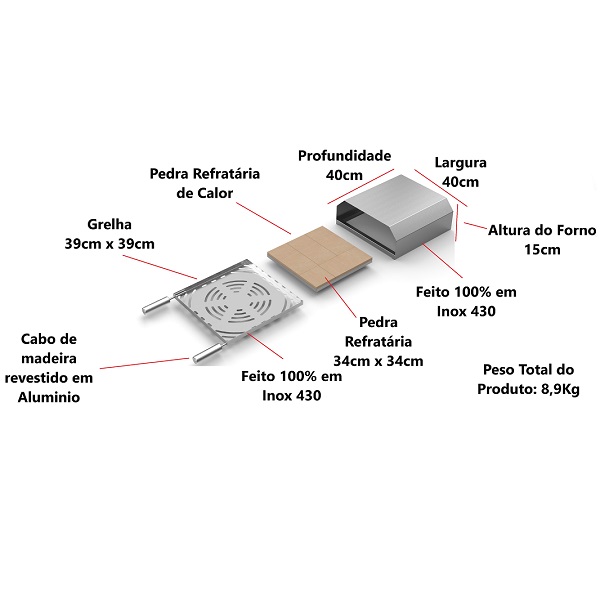 Forno Inox Multiuso P/ Churrasqueira Pizza Costela Frango - Imagem 4