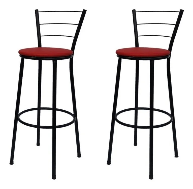 Kit 2 Banquetas Alta Bar Cairo Preta - Imagem 2