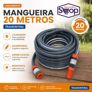 Mangueira Jardim 20m Multi Forte 1/2 Tramontina 4 Camadas C/ Engate