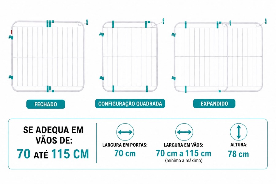 Portão Expansivo Grade de Proteção Pet Ou Criança 70 A 115cm - Imagem 3