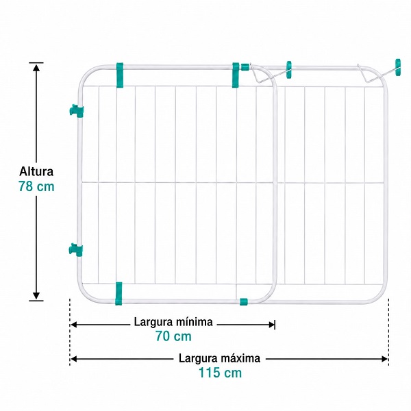 Portão Expansivo Grade de Proteção Pet Ou Criança 70 A 115cm - Imagem 6